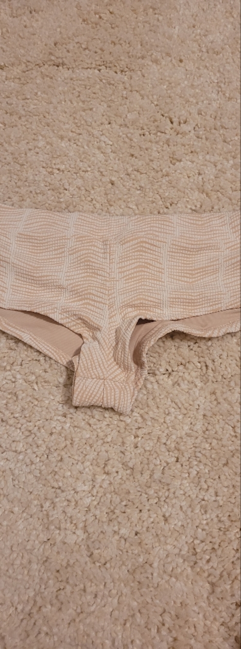 aerie Beige and White Patterned Bikini Bottoms Small
